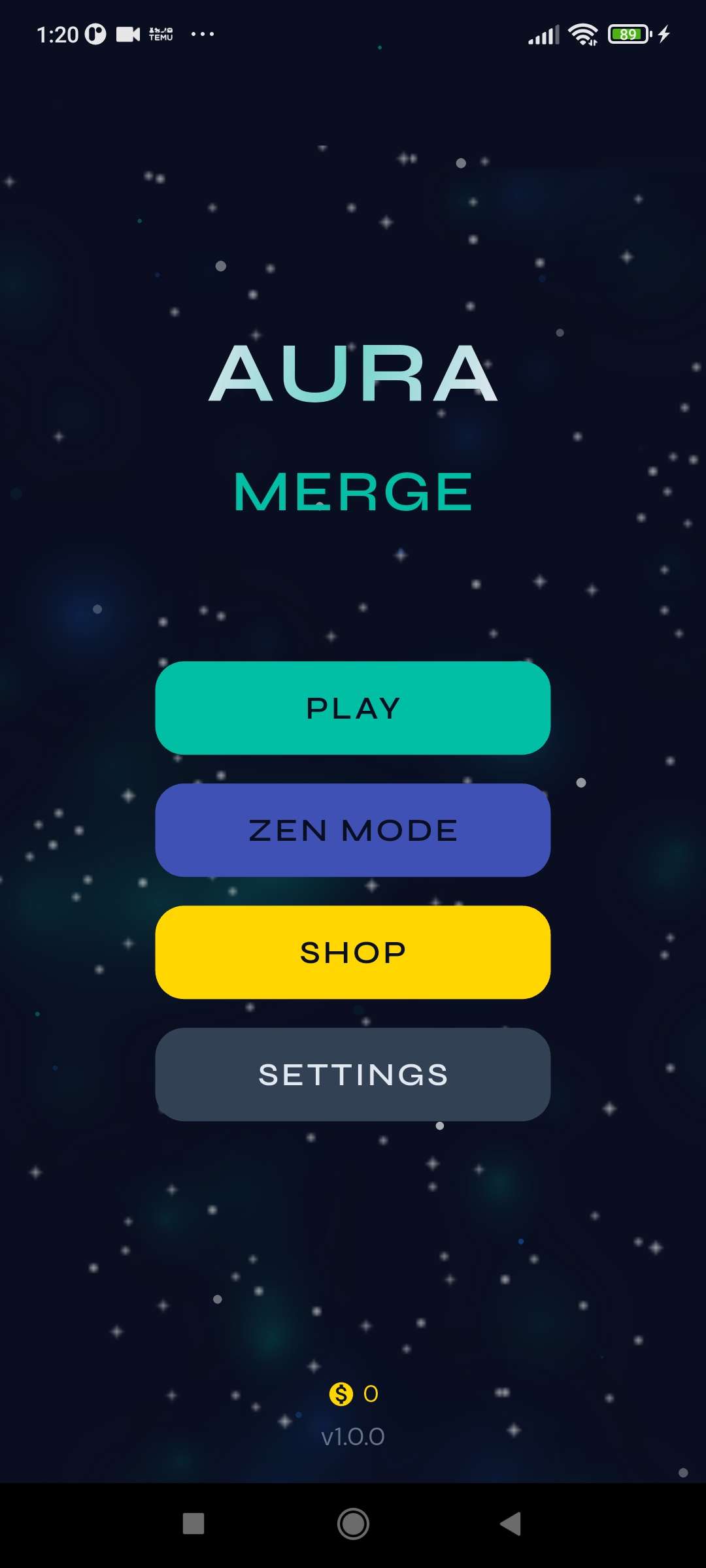 Aura Merge — Main Screen